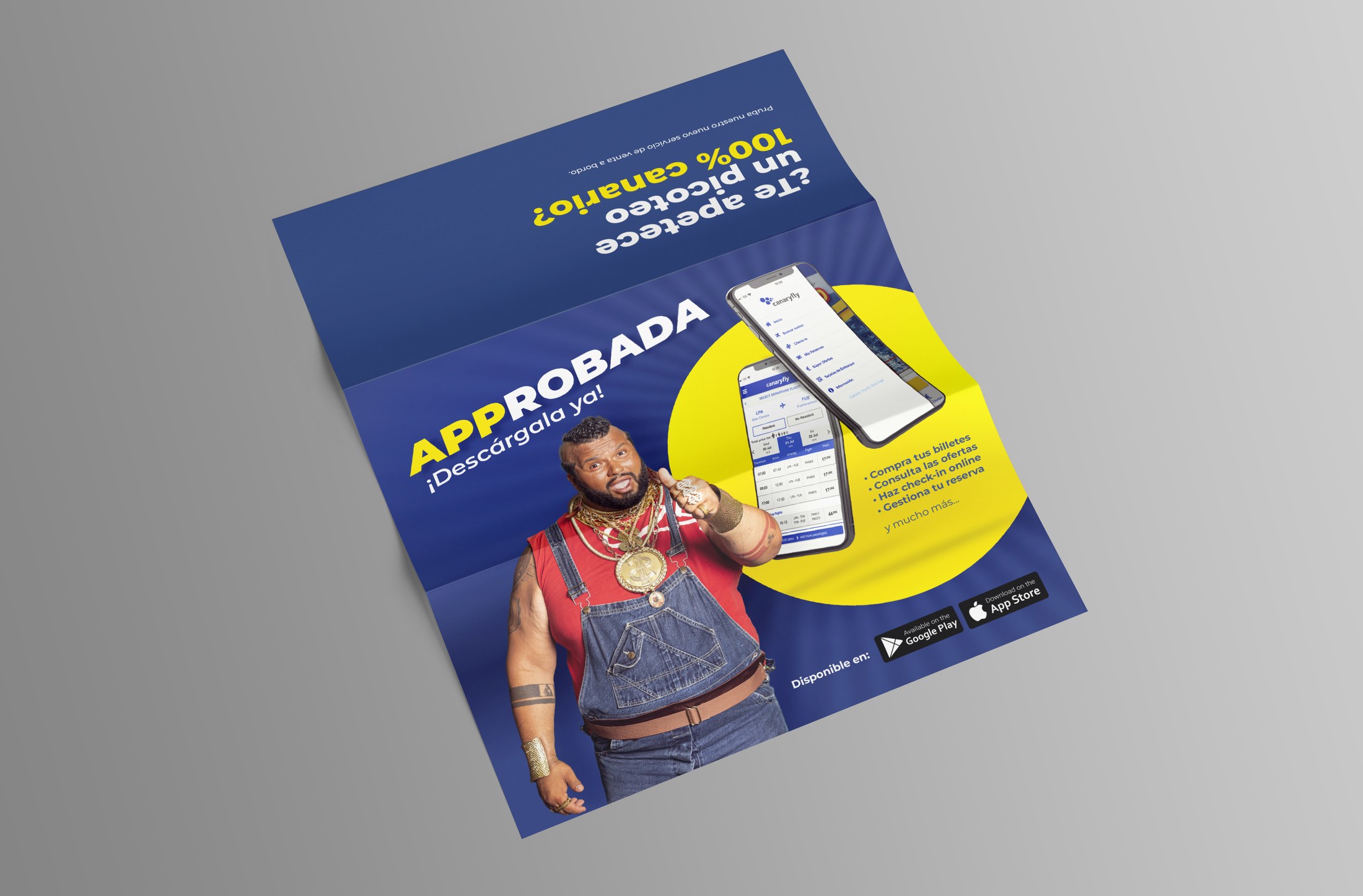 Folleto de venta a bordo · trasera