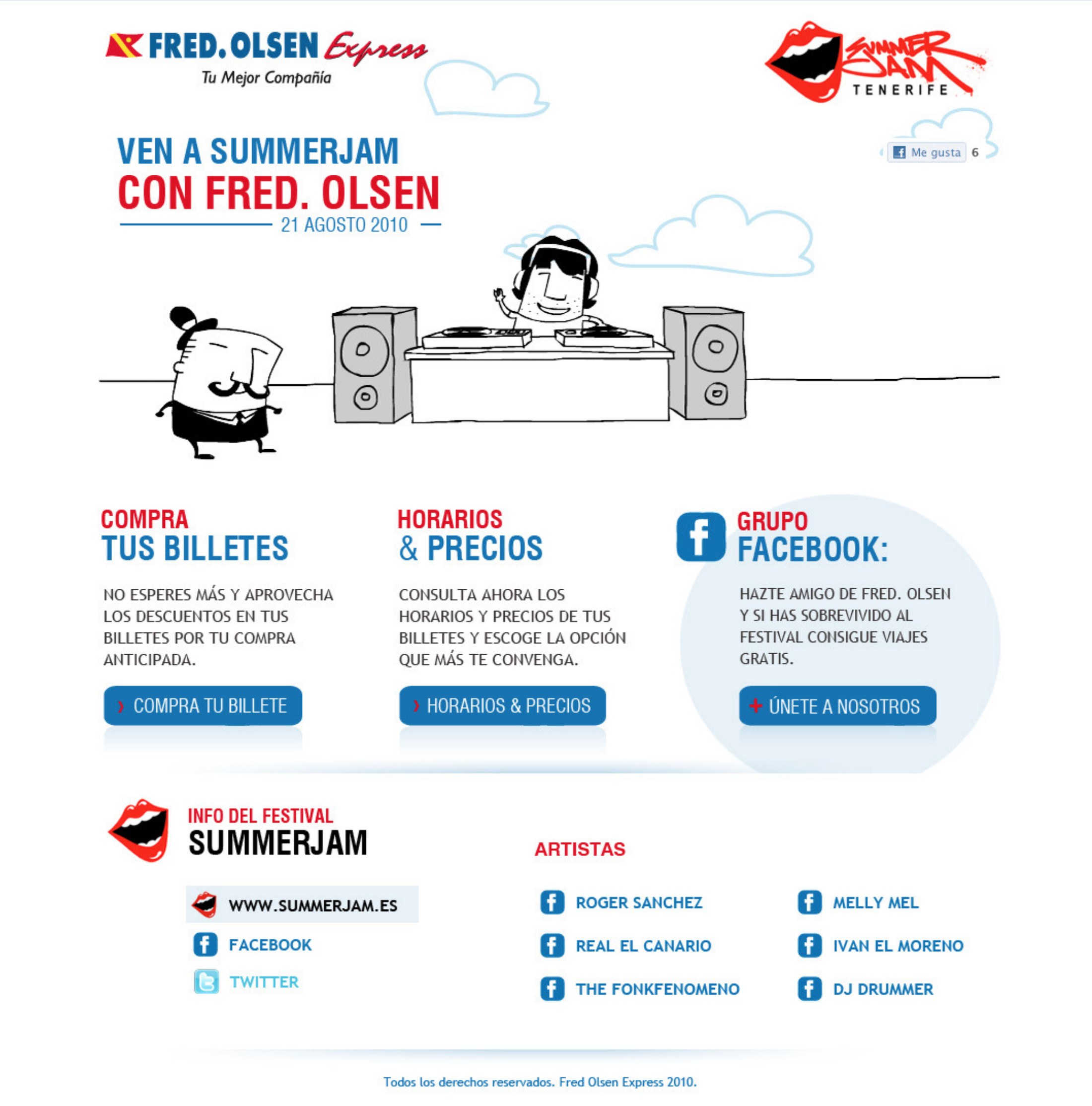 Fred. Olsen Express · landing de la acción de conciertos